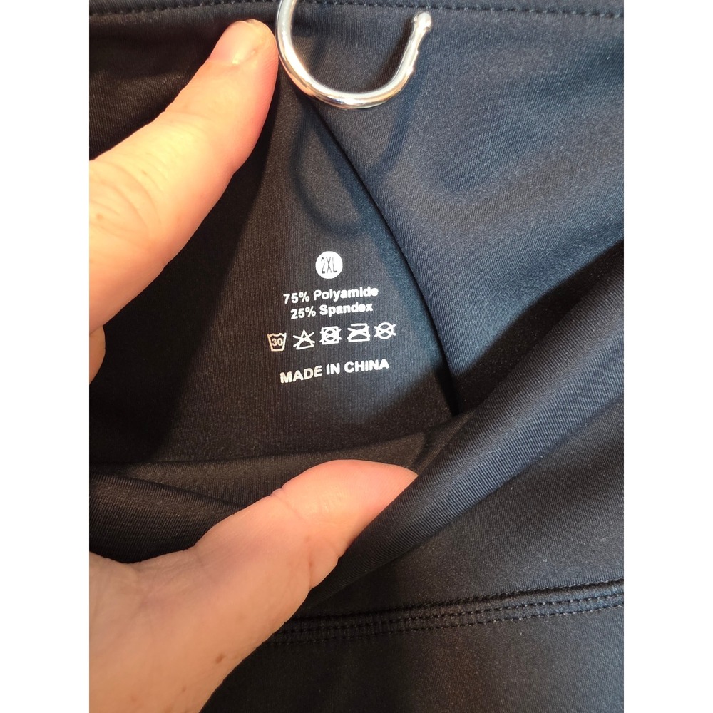 Black High Waisted Athletic Midi‎ Skirt Size 2XL Polyamide Spandex - Picture 3 of 6